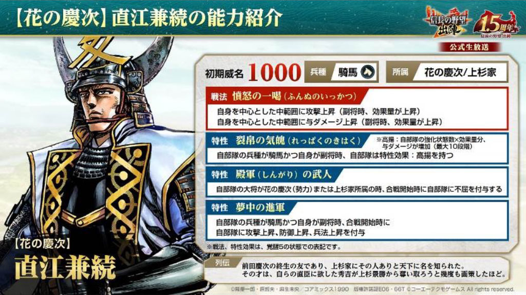 【花の慶次】直江兼続の能力紹介